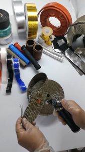 Motorcycle Exhaust Header Pipe Car Motorcycle Exhaust Wrap Heat Insulation Tape Exhaust Pipe Cloth Roll Manifold Heat Retention Motorcycle Exhaust Manifolds Glass Fiber Cloth Heat Resistant Cloth Insulation Tape