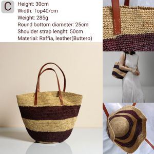 DaVee | Handmade woven straw bag raffia straw bucket bag Tote bag shopping bag beach bag