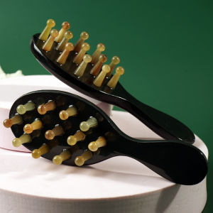 Natural Bull Horn Comb Scalp Massage Hair Brush Female Style Prevent Hair Loss Meridian Massage Comb Household Personal Care