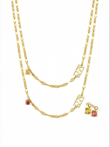 360 Degree Flashy Necklace with Citrine & Garnet Gemstones