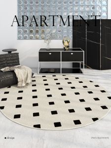 AOVOC | Round French Luxury Vintage Carpet For Living Room And Bedroom Block Pattern