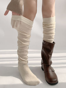 ถุงเท้าข้อสั้นสีขาวสำหรับผู้หญิง ถุงเท้าข้อยาวถึงเข่า เท้าสองข้าง เทรนด์ฤดูใบไม้ร่วง 2023 ถุงเท้าทรงแบนสำหรับใส่ในบ้าน