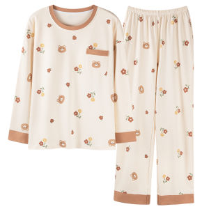 Bộ đồ ngủ nữ MiiOW Cat Person bằng cotton tay dài quần dài thoải mái - mùa thu đông