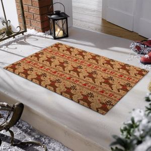 VIKAMA Merry Christmas Doormat Gift Box Candy Cane Print Non Slip Floor Mat For Front Door Porch Xmas Holiday Home Decor