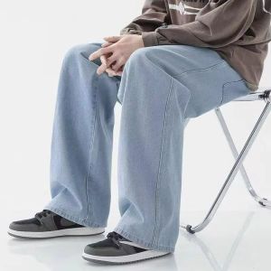 Mens Jeans American Loose Wide-leg Loose Straight Casual Trousers Street Hip-hop Baggy Jeans Black Grey Blue Streetwear Men