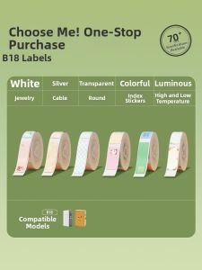 Niimbot | Thermal Transfer Storage Cable & Jewelry Multi-color Cartoon Round Label Paper
