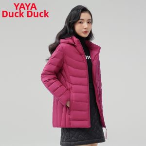 YAYA | Slim Fit Lightweight Hooded Womens Down Jacket For Autumn Winter