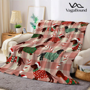 BILIBILI | Christmas Dachshund Dog Flannel Blanket Warm Soft Halloween Christmas Couch Warm Cozy Decorative Decor Gift for All Season