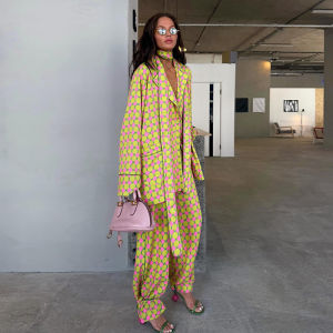 Print Ribbons Panelled Short Womens Matching Sets Full Sleeve Pockets Single Breasted Lady Suit 2026 Spring Autumn Female