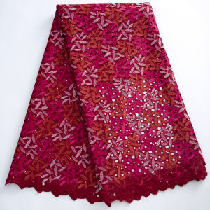 High Quality New Collection Swiss Voile Cotton Mesh Lace Fabric  in Switzerland - Versatile Elegance for Every Occasion Fuchsia
