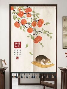 Chinese Style Semi-length Curtain Room Partition Kitchen Obstructing Curtain Entrance Bedroom Blocking Fabric Hanging Curtain