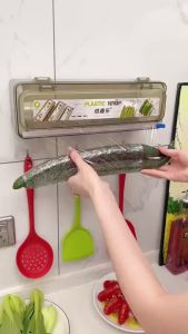 Plastic Cling Wrap Refillable Plastic Wrap Dispenser with Slider Cutter Food Wrap Stretch Clear Cling Wrap
