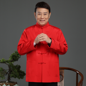 Mens Tang Suit Jacket Spring Autumn Fleece Lined Birthday Wedding Dad Winter Cotton Coat Stylish Casual Mid-aged Mens Fashion