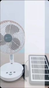 V2S SF-01 8 Solar Rechargeable Desk Folding Fan With Led Light And Solar Panel