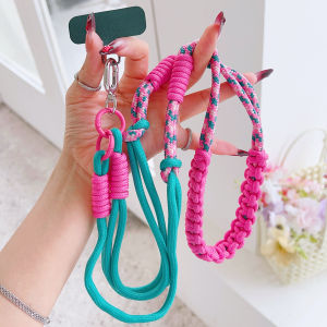 Hand Woven Fried Dough Twists Lanyard Fixed Card Color Contrast Diagonal Shoulder Lanyard Mobile Phone Lanyard Durable Lanyard