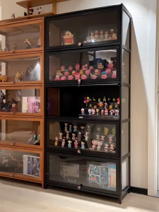 Display Cabinet For Toy 3/4/5 Layers Bamboo Acrylic Three Sided Transparency for living room display