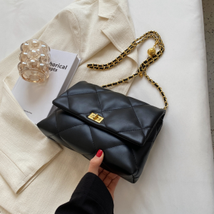 Fashionable Commuter Womens Mini Bag Underarm Crossbody Diamond Chain Soft PU Leather Magnetic Buckle Closure Casual Handbag