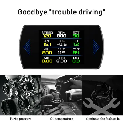 RYSJM | Multi-functions P12 Car HUD Head Up Display OBD2 On-board Computer Water Temp Fuel Consumption LCD Digital Speedometer Gauge