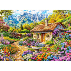 Flower House in Mountains Puzzles Paper Jigsaw Puzzles 500/1000/1200/2000PCS Educational Toy for Adults/Kids Birthday Gift