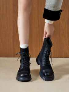 Josiny | Lace-up Thick Sole Elevation Boots Ankle-length