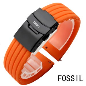 Original Fossil Silicone Strap Stripe Pattern 22mm Suitable for FS5237 FS5132 FS5241 Watches Middle Thickness Band Accessories