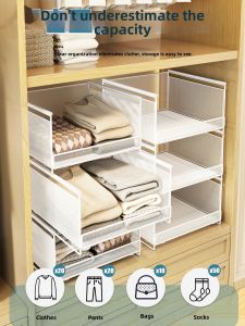 QIMAHUANGZI | Closet Drawer Organizer Multi-level Sliding Basket