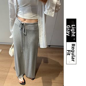 V.C.I | Light Gray Summer Lightweight Low Waist Slit Pencil Skirt