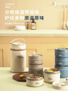 Insulated Lunch Box 304 Stainless Steel Insulated Lunch Box for Adult Student Portable Bento Box with Thermal Insulation Bag