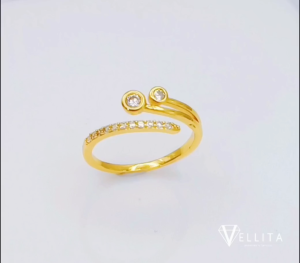 [VJ]Cop916 Ring "CZ Stone" Adjustable Free Size Gold Ring 999.9 Gold Plated R59 <Cincin Permata Adjustable>