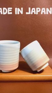 [Hàng Hiếm Japan Limited] 02 Chiếc Cốc Phu Thê Làm Thủ Công Màu Obre Men Rạn