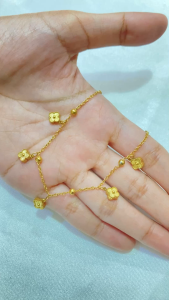 Noin Gelang Titanium Wanita Motif Bunga Clover Elegan Perhiasan Cantik & Tahan Lama Alhamb