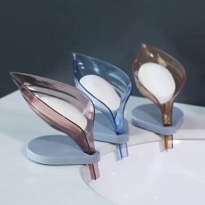 Khay Để Xà Phòng Nhà Tắm Hình Chiếc Lá Có Đế Đỡ Kèm Nút Hít Chân Không Và Khe Thoát Nước - Kệ Xà Bông Để Đồ Đa Dạng Kiểu Dáng - Giá Để Xà Bông Miếng Rửa Chén Kiểu Mới - Khay Xà Phòng