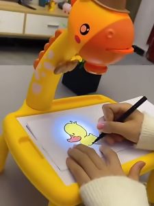 【MAJU】Cute Cartoon Kids Projector Drawing Board Table Music Educational Toys Learning Painting