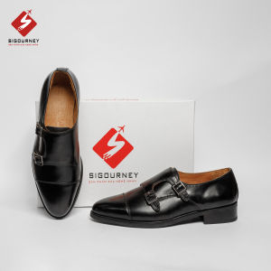 Giày Da Cao Cấp Double Monkstrap Đế Phíp Gỗ SIGOURNEY Lót Da Mộc SCC-11 Bảo Hành 18 Tháng