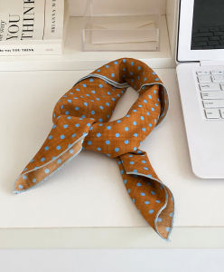 Khăn Choàng Cổ Họa Tiết Chấm Bi Màu Xanh Vải Lanh Cotton Phong Cách Nhật Bản Cổ Điển Đa Năng Cho Nữ Khăn Quàng Cổ Mùa Xuân Hè Mỏng