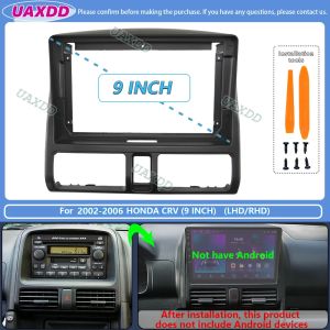 Bộ Khung Android 2 Din UAXDD Cho Honda CRV 1997-2006 Màn Hình 9 Inch Tay Lái Trái/phải Màu Đen Mờ Phụ Kiện Đa Phương Tiện MP5 Cho Ô Tô Với Bộ Chuyển Đổi Video