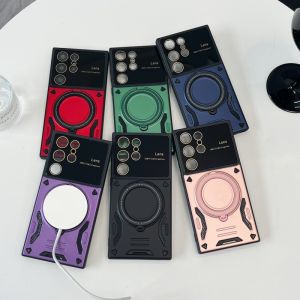 CrashStar 360° Rotating MagSafe Stand Hard Shockproof Phone Case For Samsung Galaxy Ultra S25 S24 S23 S22 Ultra Plus + S21 FE A54 A34 A14 A53 A13 A12 5G A52 A34 4G A16 A06 A55 A35 A15 A05S Wireless Charging Phone Casing Cover Shell