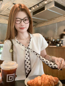 Fancy Bow Tie Design Short Sleeve Fitted T-Shirt