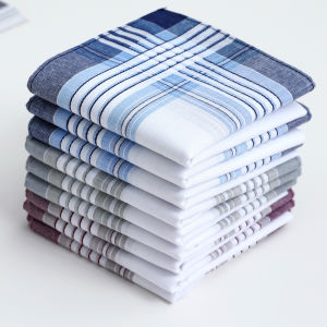 6/9/12pcs Mens Plaid Segment Handkerchief Suit Pocket Towel European and American Light-colored Pure Cotton Hand Towel 40cm