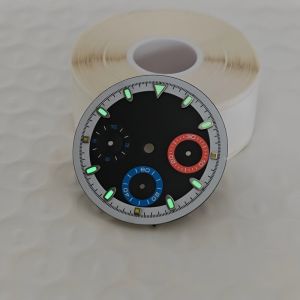 29.5mm No Logo Dial Fit VK63 Movement Green Luminous Colorful Dial Watch Modification Case Modify Parts Accessories