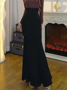 Tonnssar High Waist Personality Black Fish Tail Skirt Versatile Elegant Commute Style Winter Collection for All Body Types