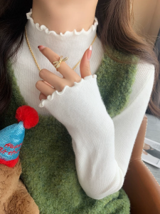 เสื้อชั้นในถักคอสูงครึ่งตัวสีเทาสำหรับผู้หญิง ฤดูใบไม้ร่วง/ฤดูหนาว 2025 ใหม่ ครึ่งตัว ทรงสลิมฟิต เสื้อชั้นในอเนกประสงค์