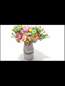 Button Flower Craft with Vases Make Your Own Flower Bouquet with Button and Felt DIY Flower Kits Art and Crafts Gift for Birthday