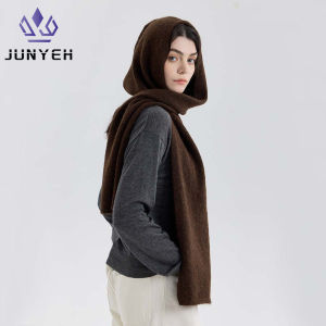 หมวกบีนนี่ไหมพรมชุดผ้าพันคอสำหรับผู้หญิงหมวกผ้าพันคอชิ้นเดียวให้ความอบอุ่นในฤดูหนาวหรูหราถักหมวกผ้าพันคอสำหรับผู้หญิง