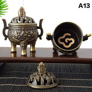 Alloy Lucky Incense Burner Bowl Incense Holder With Handle Yoga Meditation Home Office Decor Ancient Style For Relaxation