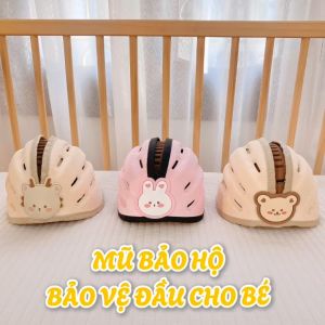 Mũ bảo hộ nón bảo hiểm Monona Hàn Quốc đầu thoáng khí an toàn cho bé hoạ tiết gấu thỏ