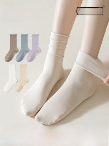 miiow | MiiOW Womens Sleep Mid-Calf Socks Anti-Odor No-Show Pure Color Antibacterial Long Cotton Polyester Blend Elastic Fiber
