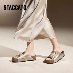<Drift Flow>Staccato Womens Birkenstocks Flat Sandals รองเท้าแตะผู้หญิง ส้นตึก ED104