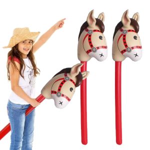 1-3pcs Inflatable Horsehead Stick Inflatable Balloon Cowboy Cowgirl Farm Animal Theme Birthday Party Decoration Childrens Toys