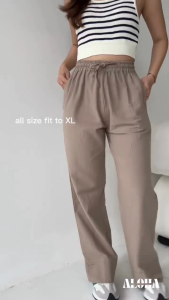 ALOHA Fey Basic Cullotes Linen Highwaist 801 | Celana Panjang Wanita Kulot Karet Polos | Daily Pants